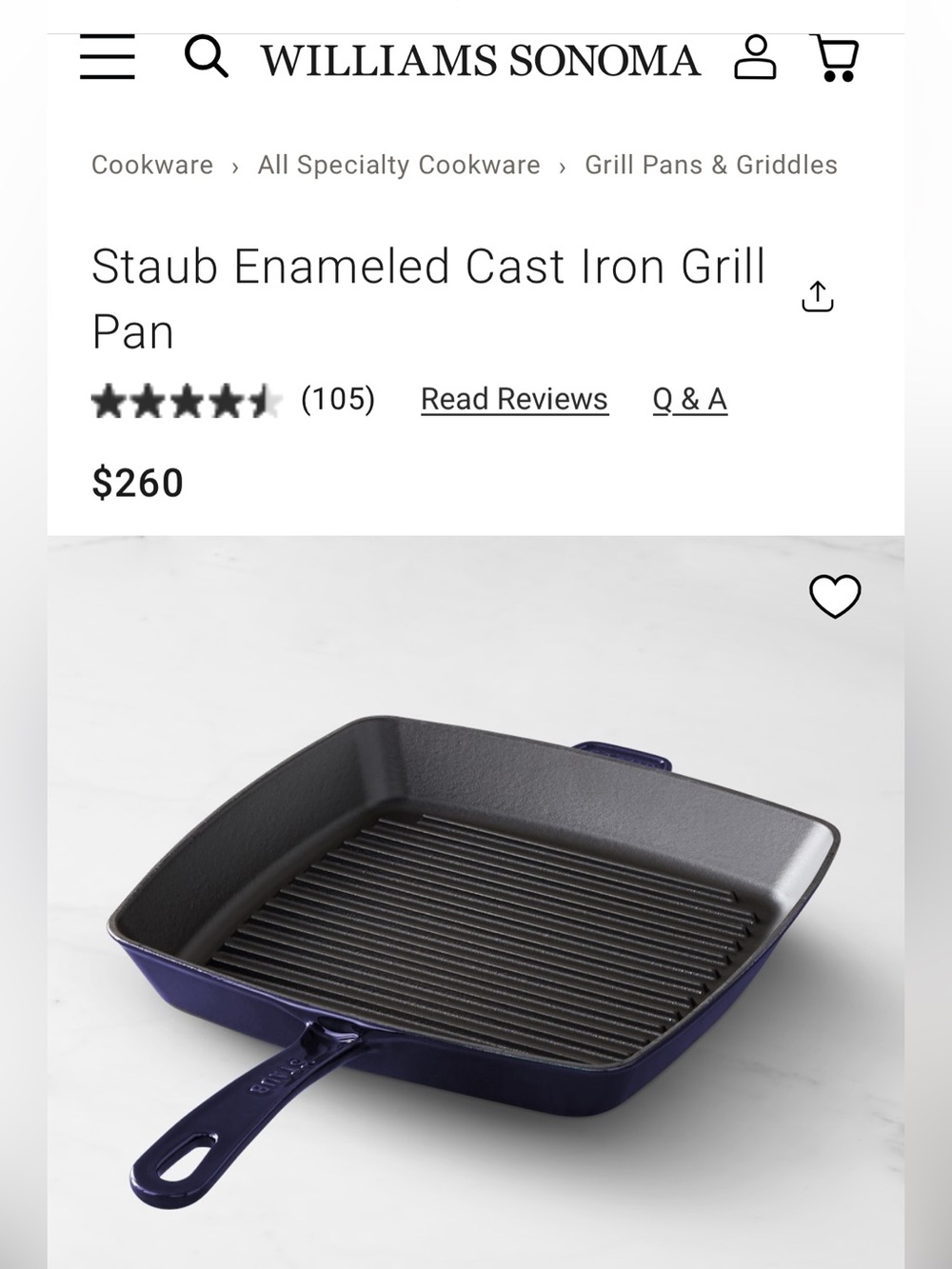 Staub 12 inch grill pan
